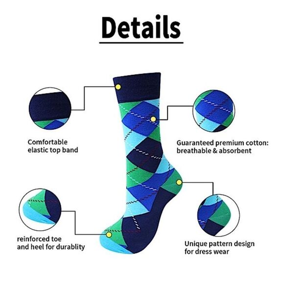 Men Lords Argyle Diamond Multi Color Dress Socks (3 pairs) - Picture 9 of 15